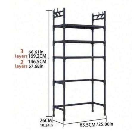 Étagère de Rangement au-dessus de la Machine à Laver – 2/3 Niveaux, avec Crochets Pratiques
