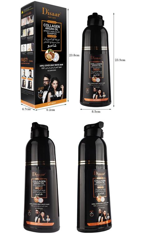 Disaar شمبوان و صبغة كولاجين وزيت الاركان ،تغطية الشعر الرمادي 400 مل