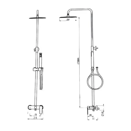 MOGA Mitigeur douche avec collone de douche et pomme douche ronde