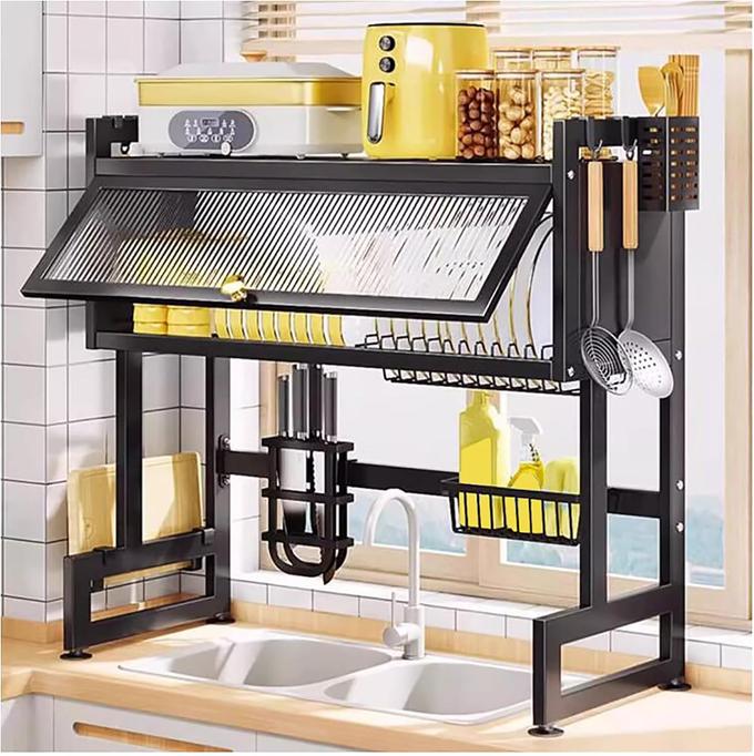 منظم أطباق فوق الحوض مع خزانة مقاومة للغبار