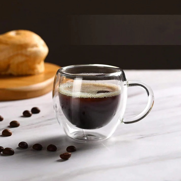 6 Tasses a Cafe en verre Double Paroi avec Capacité 80ml