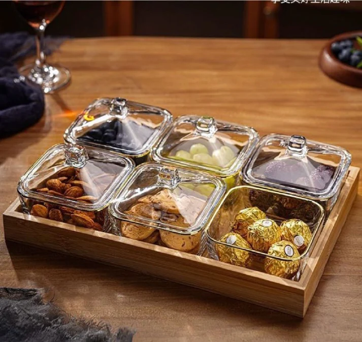 Assiette De Snacks En Verre Sans Plomb Avec Couvercle Élégance Et Sécurité