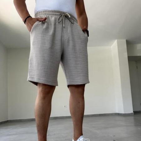 Short en lin à taille élastique pour homme
