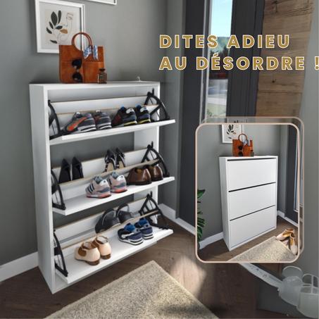 Le Meuble à chaussures MDF 3 portes Blanc