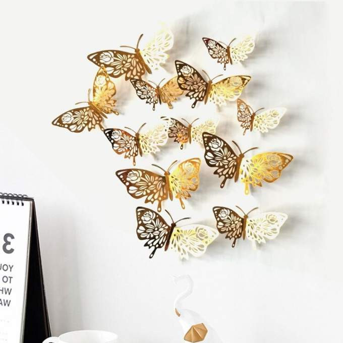 SoLo 12 Stickers Muraux de Papillons 3D