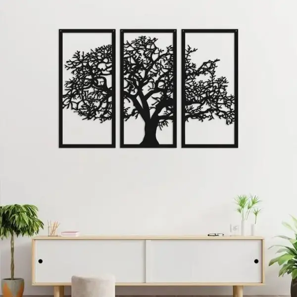 لوحة جدارية على شكل شجرة من الخشب