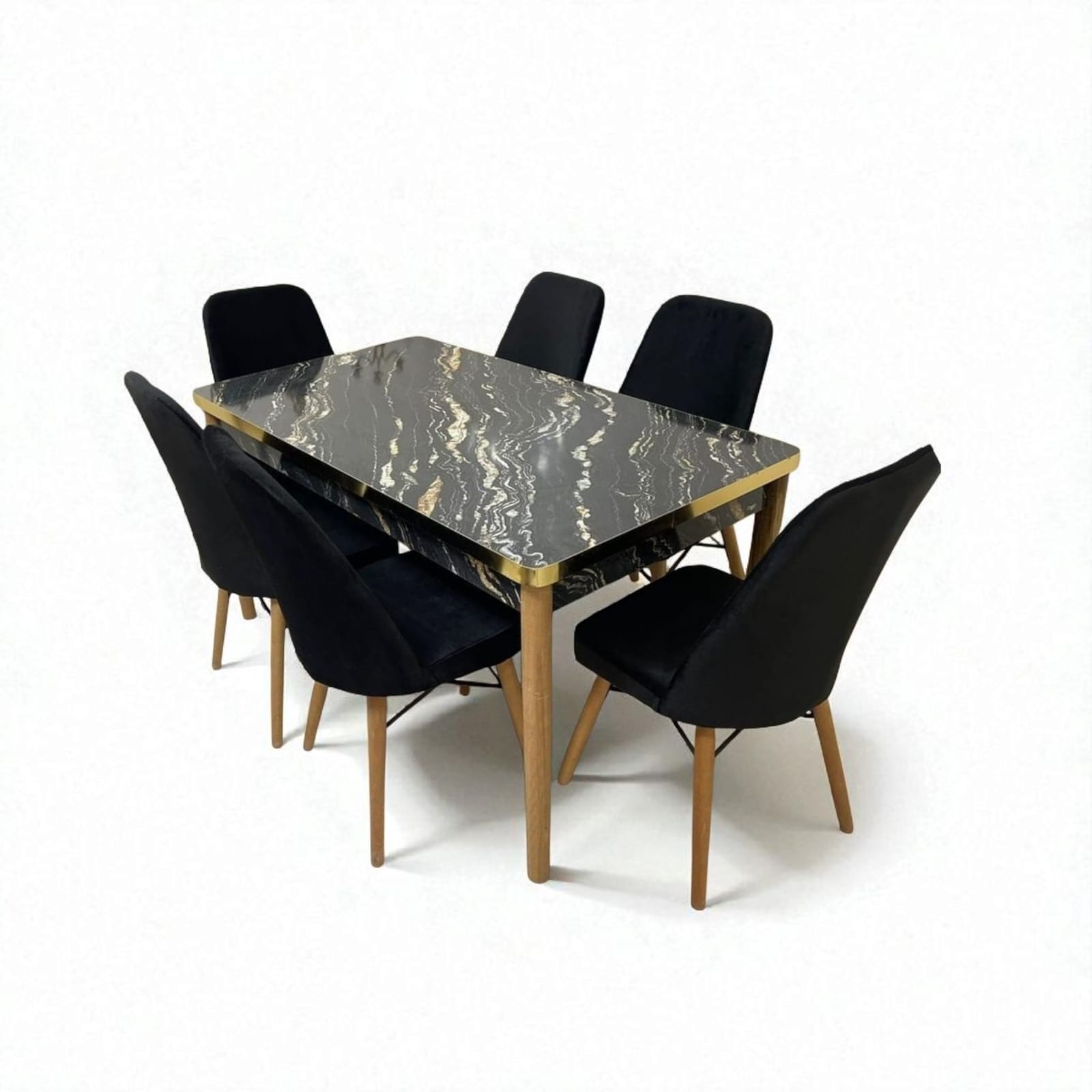 طاولة الجوهرة السوداء مع  6 كراسي