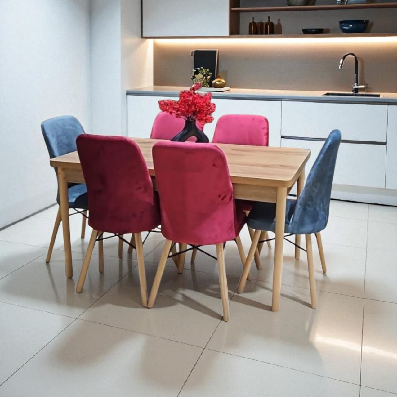 باك الفخامة - طاولة مع كراسي انيقة مع 6 كراسي