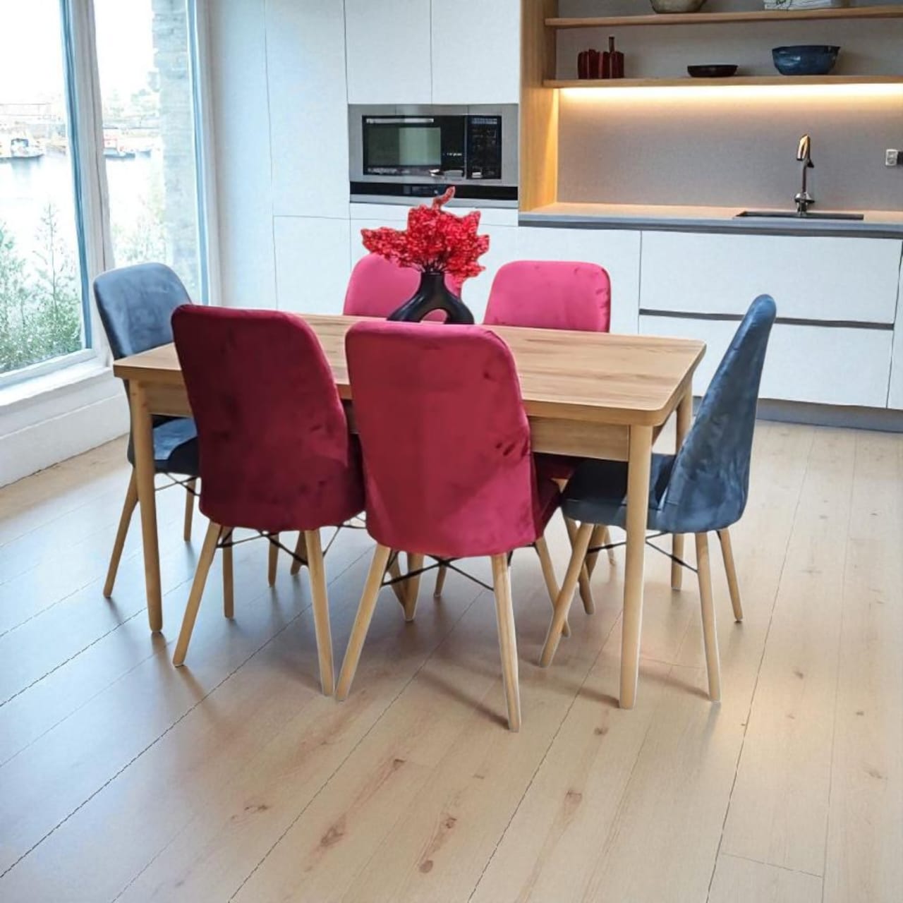 باك الفخامة - طاولة مع كراسي انيقة مع 6 كراسي