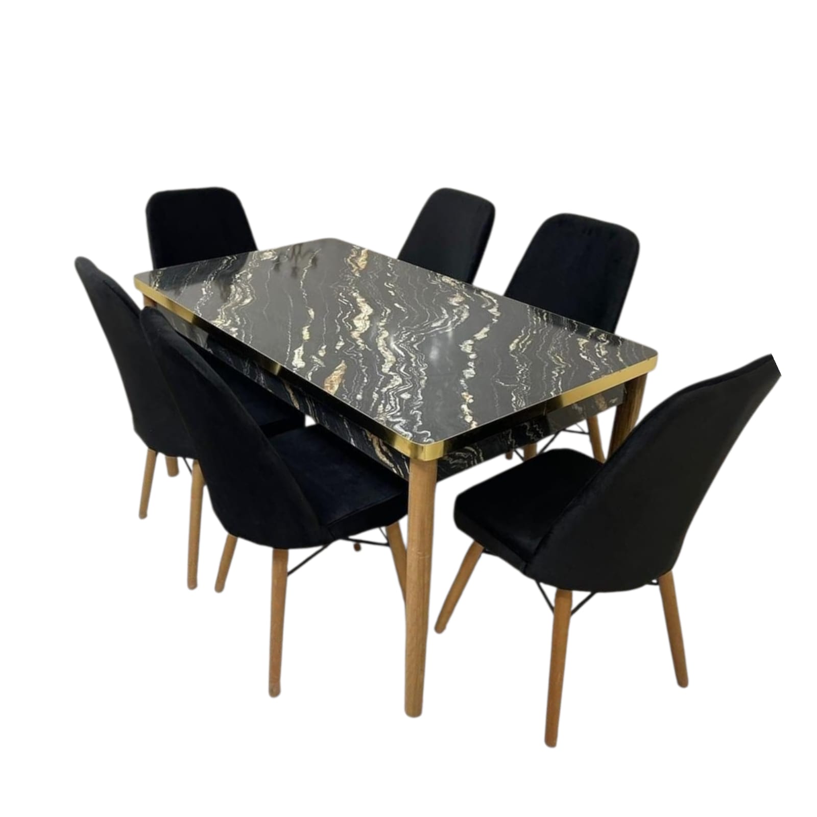 طاولة الجوهرة السوداء مع  6 كراسي