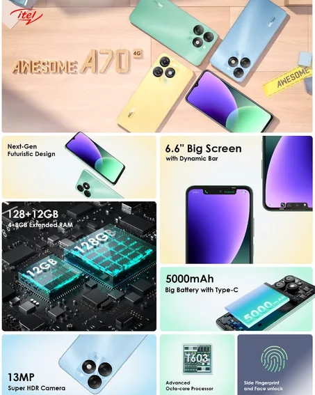 ITEL A70 256GB +pack
