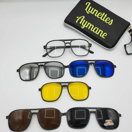 👓نظارات شمسية6 ف 1بولاريزي ضد اشعة الشمس وللسياقة الليلية وممكن دير فيهوم الزاج ديال الشوف 👓