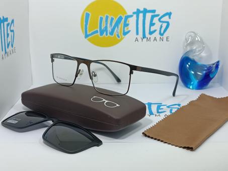 👓 نظارات كليب طبية 2 في 1 الشفافة : عدسة واضحة مع إمكانية تبدلها بزاج ديال الشوف -السوداء واقية من أشعة الشمس👓