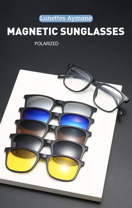 👓نظارات شمسية6 ف 1بولاريزي ضد اشعة الشمس وللسياقة الليلية وممكن دير فيهوم الزاج ديال الشوف 👓