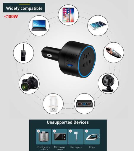 شاحن محول الطاقة XUKEY- 12- فولت إلى 110 فولت تيار مستمر