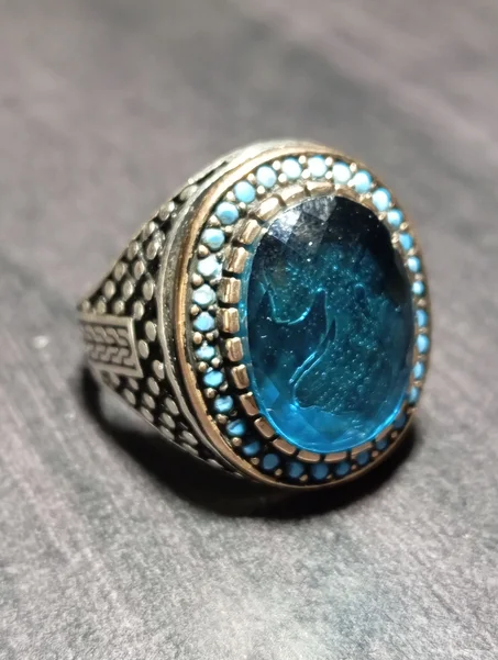 خاتم رجالي فضة عيار 925 مقاس 61