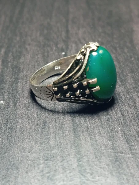 خاتم رجالي فضة عيار 925 مقاس 66