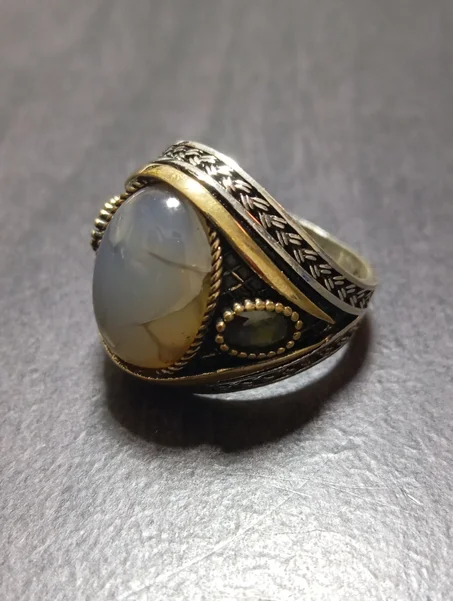 خاتم رجالي فضة عيار 925 مقاس 61