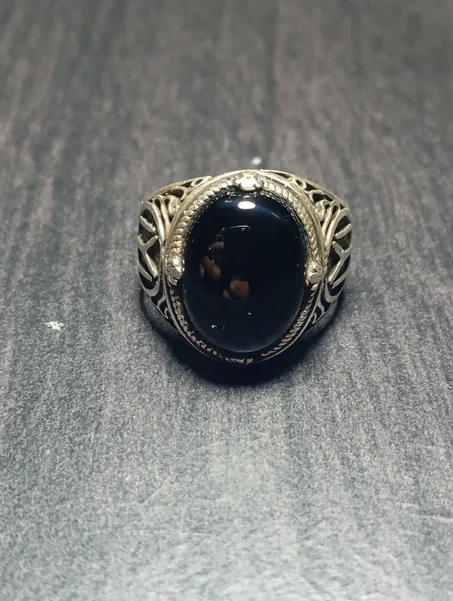 خاتم رجالي فضة عيار 925 مقاس 60