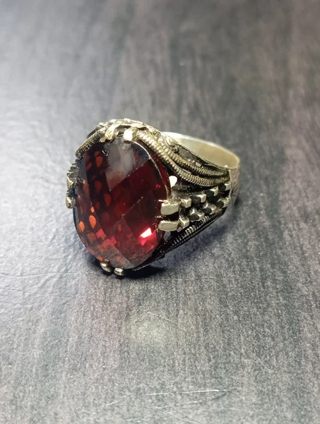 خاتم رجالي فضة عيار 925 مقاس 66