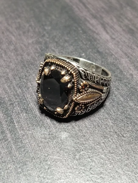 خاتم رجالي فضة عيار 925 مقاس 61