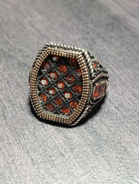 خاتم رجالي فضة عيار 925 مقاس 64