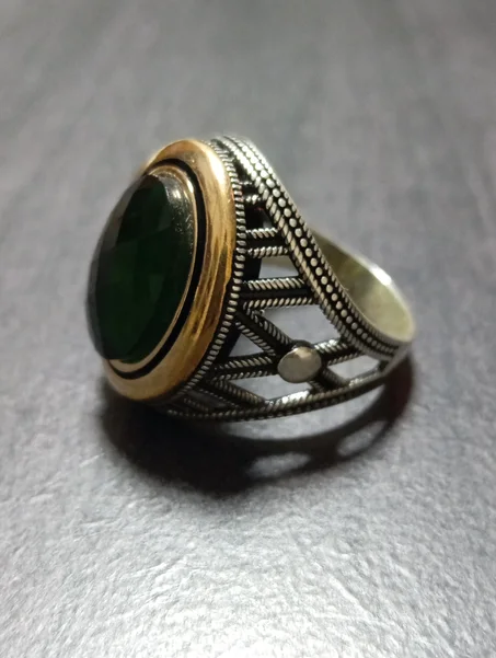 خاتم رجالي فضة عيار 925 مقاس 62