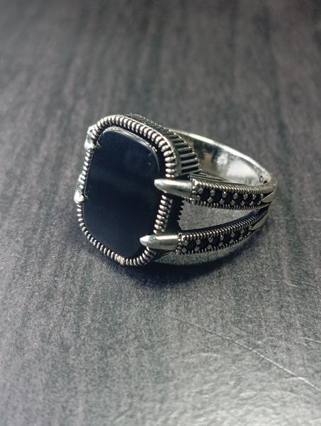 خاتم رجالي فضة عيار 925 مقاس 65