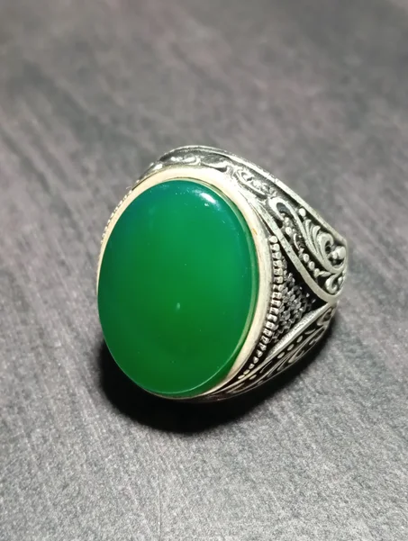 خاتم رجالي فضة عيار 925 مقاس 61