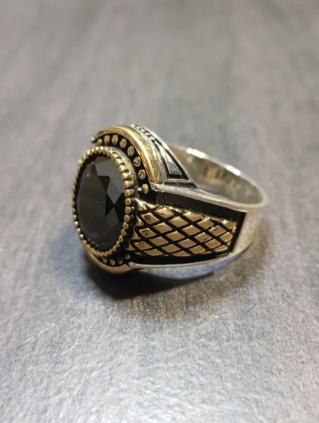 خاتم رجالي فضة عيار 925 مقاس 62