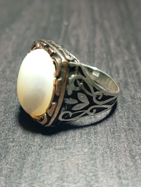 خاتم رجالي فضة عيار 925 مقاس 60