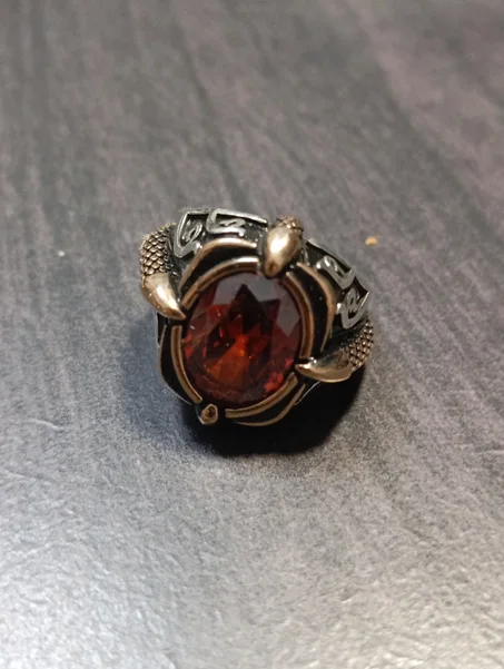 خاتم رجالي فضة عيار 925 مقاس 61