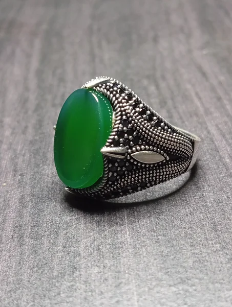 خاتم رجالي فضة عيار 925 مقاس 64