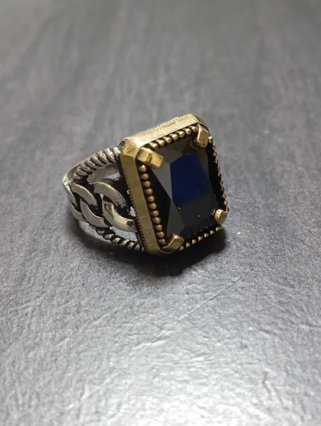 خاتم رجالي فضة عيار 925 مقاس 61