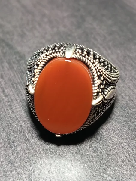 خاتم رجالي فضة عيار 925 مقاس 64