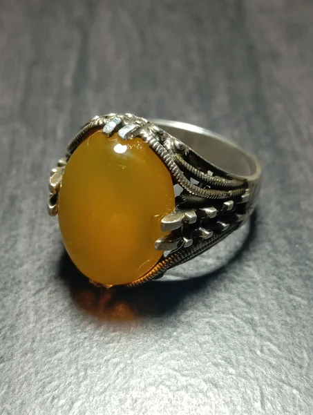 خاتم رجالي فضة عيار 925 مقاس 66