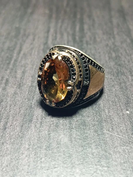 خاتم رجالي فضة عيار 925 مقاس 58