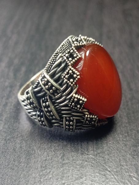 خاتم رجالي فضة عيار 925 مقاس 61