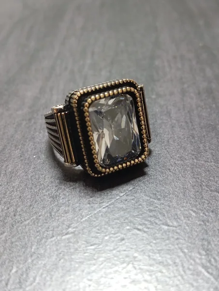 خاتم رجالي فضة عيار 925 مقاس 61