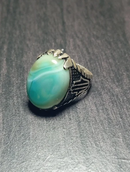 خاتم رجالي فضة عيار 925 مقاس 60