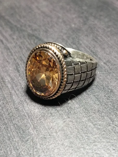 خاتم رجالي فضة عيار 925 مقاس 65