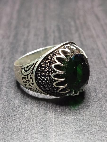 خاتم رجالي فضة عيار 925 مقاس 64