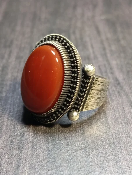 خاتم رجالي فضة عيار 925 مقاس 62