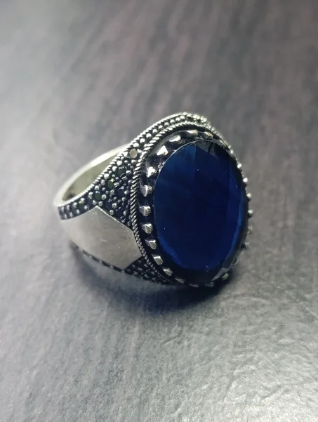 خاتم رجالي فضة عيار 925 مقاس 63