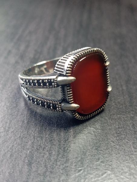 خاتم رجالي فضة عيار 925 مقاس 64