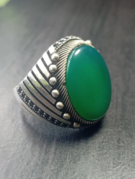 خاتم رجالي فضة عيار 925 مقاس 64