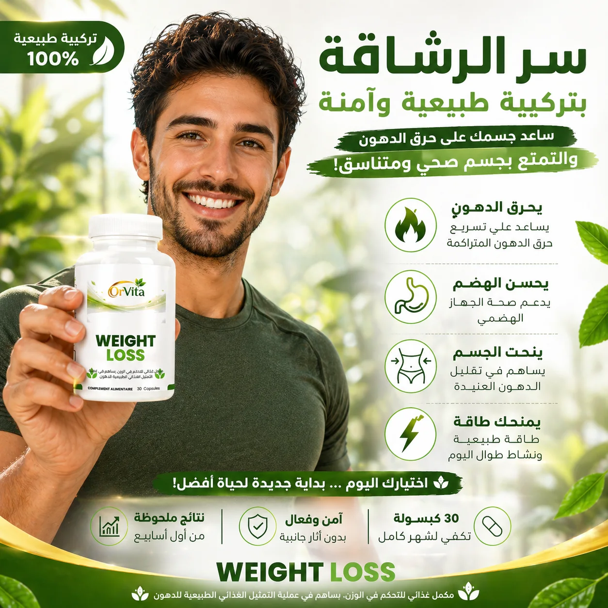 🔥 كبسولات حرق الدهون الطبيعية – دعم فقدان الوزن والطاقة