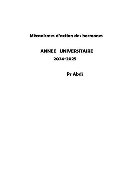 Mécanismes d’action des hormones