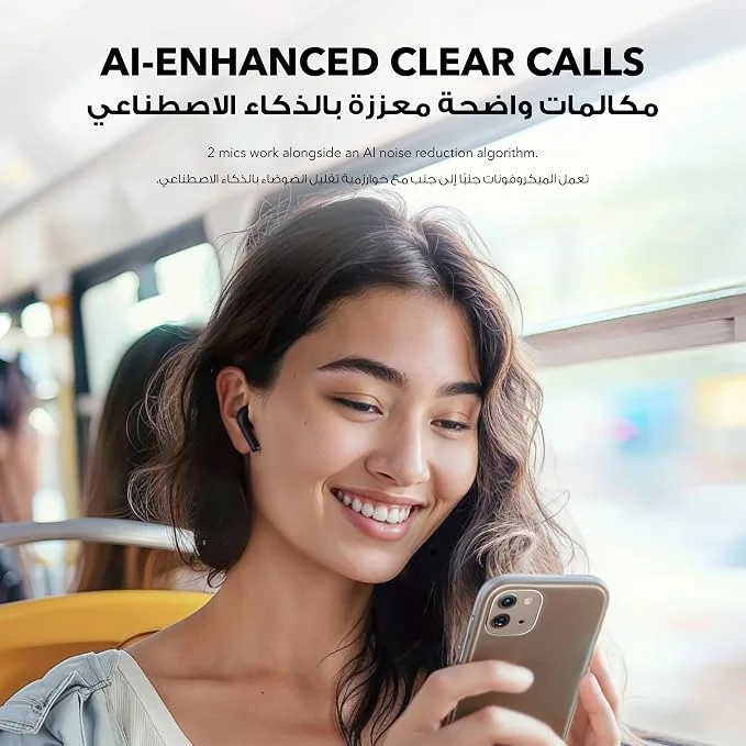 سماعات أذن لاسلكية Soundcore K20i من Anker، نصف داخل الأذن، بلوتوث، 36 ساعة تشغيل، شحن سريع، صوت نقي، تصميم مريح، تقنية إلغاء الضوضاء الإلكتروني (ENC) مع ميكروفونين لمكالمات واضحة، معادل صوت
