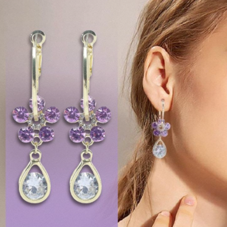 أقراط كريستال فضية